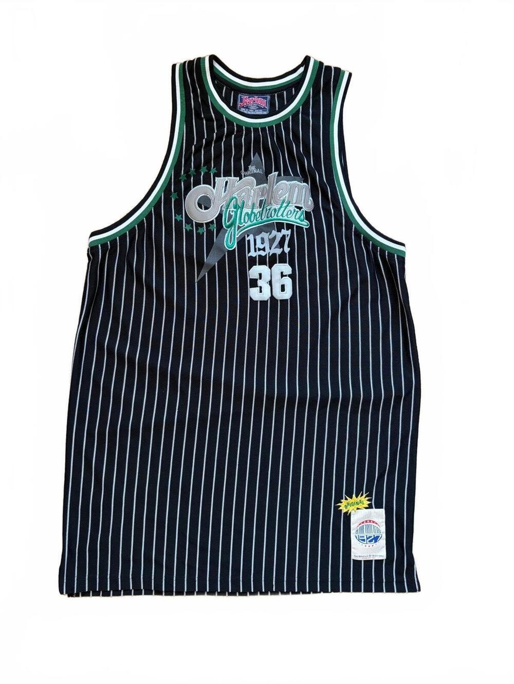 FUBU Harlem Globetrotters Basketball Jersey Dress Womens 2XL Black Pinstripe #36